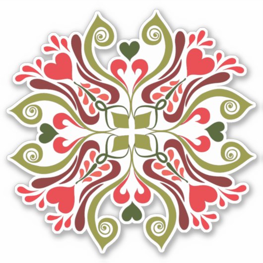 Hongaarse Floral Folk Pattern Sticker (Voorkant)