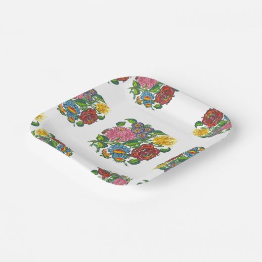 Hongaarse Floral - kalocsai motieven Papieren Bord (Gebogen)