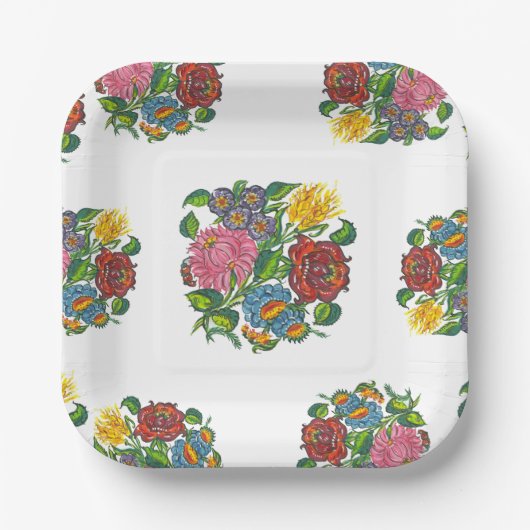 Hongaarse Floral - kalocsai motieven Papieren Bord (Voorkant)