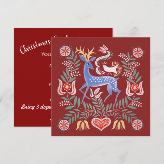 Hongaarse Folk Art Cookie Exchange Uitnodigen Kaart (Voorkant / Achterkant)