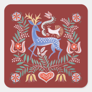 Hongaarse Folk Art Vierkante Sticker