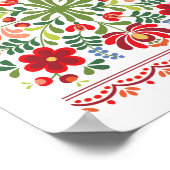 Hongaarse Folk Design Red en roze Poster (Hoek)