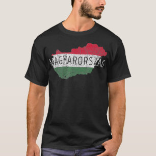 Hongaarse kaart en vlag Souvenir Distress T-shirt