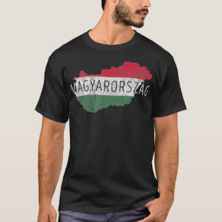 Hongaarse kaart en vlag Souvenir Distress T-shirt
