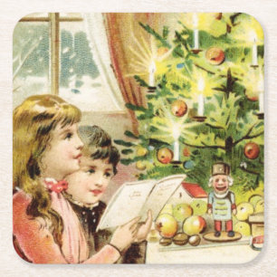 Hongaarse kerstkaart 1902 vierkante kartonnen onderzetter