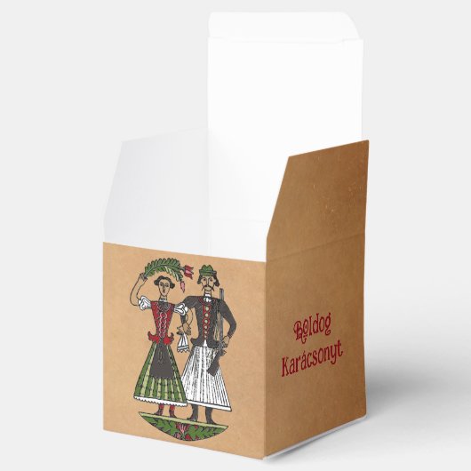 Hongaarse Kraft Paper Cube Ornament Bedankdoosjes (Geopend)