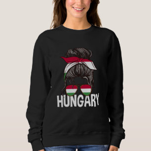 Hongaarse Meisje Rommelig Haar Knot Hongaarse Vlag Trui