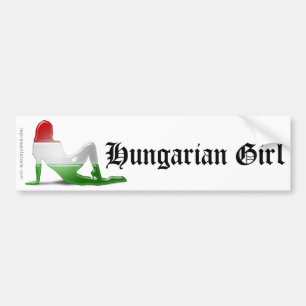 Hongaarse meisje Silhouette vlag Bumpersticker
