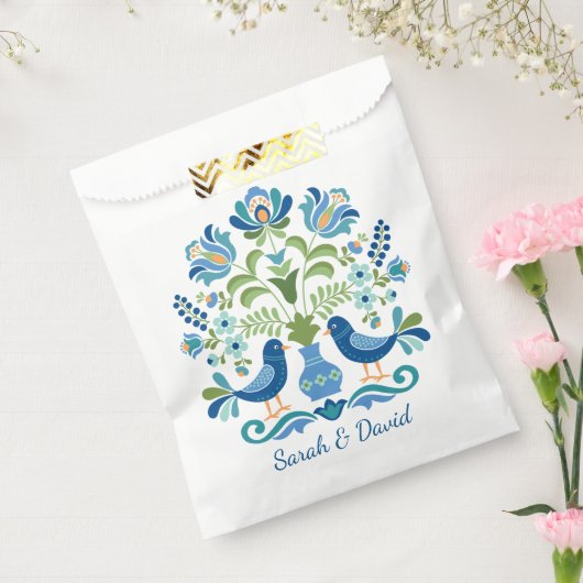 Hongaarse ontwerp blauwe vogels bedankzakje (Gezegeld)