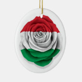 Hongaarse Roos Vlag op wit Keramisch Ornament (Rechts)