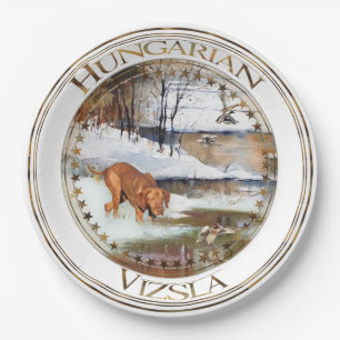 Hongaarse vanissla, jachteenden in de winter papieren bordje