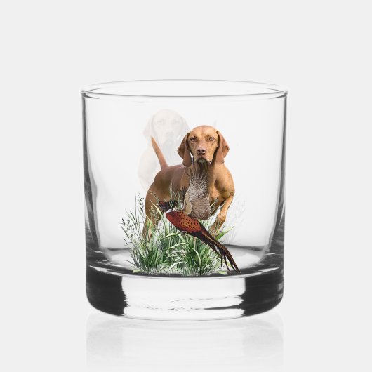 Hongaarse Vizsla Art Whisky Glas (Voorkant)
