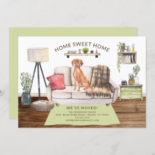 Hongaarse Vizsla Dog Moving Announge Kaart