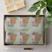 Hongaarse Vizsla en kleurrijke zomerbloemen groen Tissuepapier (Geschenk)