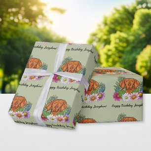 Hongaarse Vizsla Hond Zomer Bloemen Gelukkige Verj Cadeaupapier