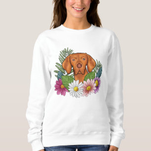 Hongaarse Vizsla Hondenkop en Kleurrijke Bloemen Trui