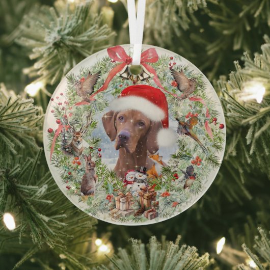 Hongaarse Vizsla kerstkrans Glas Ornament (Insitu)