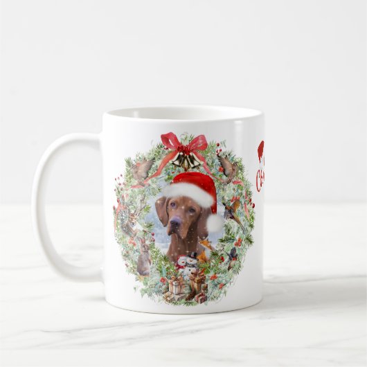 Hongaarse Vizsla kerstkrans Koffiemok (Links)