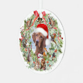 Hongaarse Vizsla kerstkrans Metalen Ornament (Voorkant links)