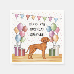Hongaarse Vizsla Kleurrijke Pastel Verjaardag Servet
