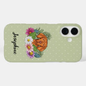 Hongaarse Vizsla met kleurrijke bloemen en naam Case-Mate iPhone Case (Achterkant (horizontaal))