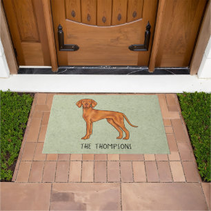 Hongaarse Vizsla Schattige Cartoonhond en Naam Gro Deurmat