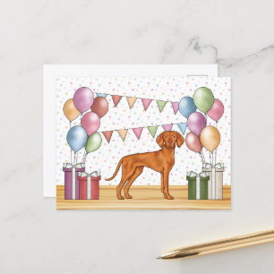 Hongaarse Vizsla Schattige Hond Pastel Gelukkig Ve Briefkaart