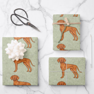 Hongaarse Vizsla Schattige Pointer Hond Patroon Gr Inpakpapier Vel