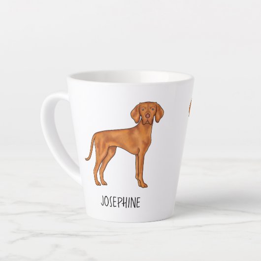 Hongaarse Vizsla Schattige Pointerhond Met Aangepa Latte Mok (Linkerhoek)