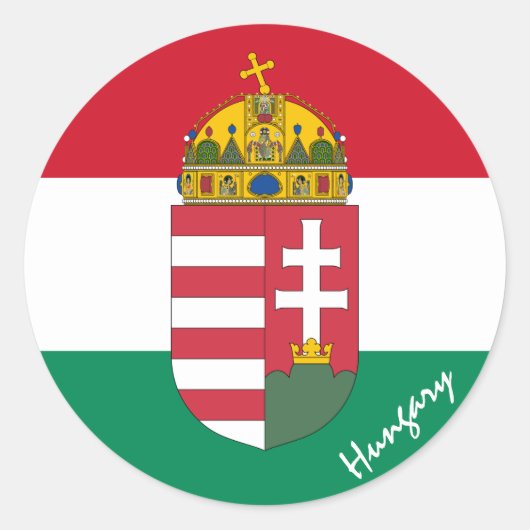 Hongaarse vlag, Emblem & Hongaarse vakantie/sport Ronde Sticker (Voorkant)