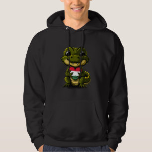 Hongaarse Vlag Schattige Alligator Hart Hongaarse Hoodie