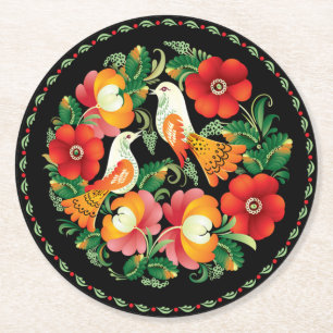 Hongaarse vogels ronde kartonnen onderzetter