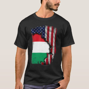 Hongaarse wortels Half Amerikaanse vlag patriotti T-shirt