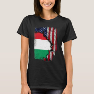 Hongaarse wortels Half Amerikaanse vlag patriotti T-shirt