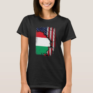 Hongaarse wortels Half Amerikaanse vlag patriottis T-shirt
