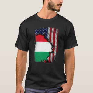 Hongaarse wortels Half Amerikaanse vlag Patriottis T-shirt
