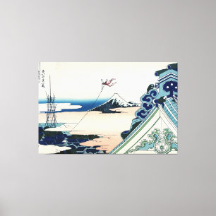 Honganji Tempel Vista van Mt. Fuji Japanse houtsne Canvas Afdruk