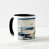 Honganji Tempel Vista van Mt. Fuji Japanse houtsne Mok (Voorkant links)