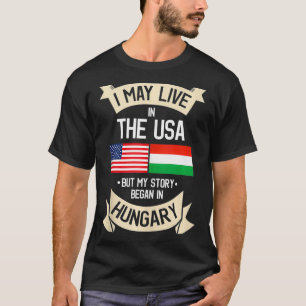 Hongarije Amerikaanse vlag VS Hongaarse Roots Gift T-shirt