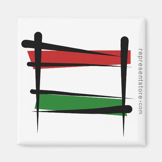 Hongarije Borstel Vlag Magneet (Voorkant)