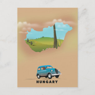 Hongarije geïllustreerde kaart reisposter