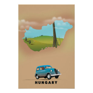 Hongarije geïllustreerde kaart reisposter perfect poster