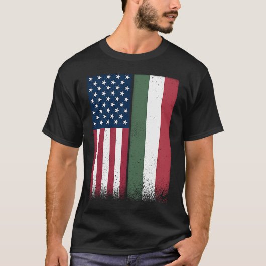 Hongarije Hongaarse Amerikaanse vlaggen trots VS H T-shirt (Voorkant)