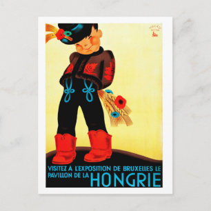 Hongarije, hongaarse jongen in volkskostuum,  briefkaart