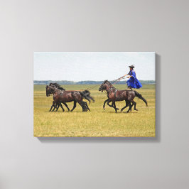 Hongarije horseman en paarden canvas afdruk