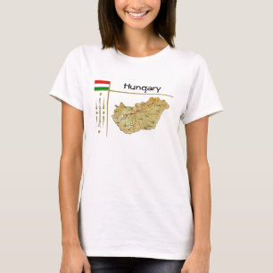 Hongarije Kaart + Vlag + Titel T-Shirt
