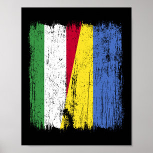 Hongarije Oekraine Half Vlag Hongaarse Oekraïense Poster