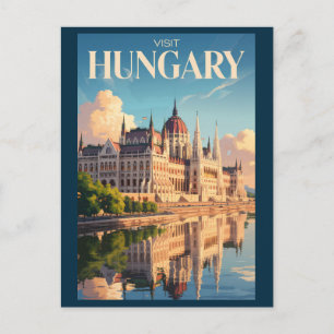 Hongarije Parlement Illustratie Reis Kunst Vintage Briefkaart