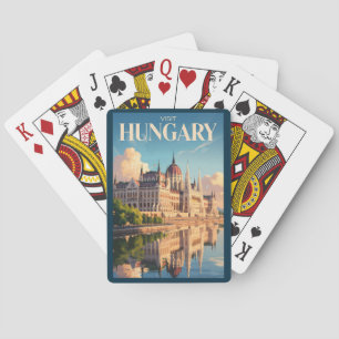 Hongarije Parlement Illustratie Reis Kunst Vintage Pokerkaarten