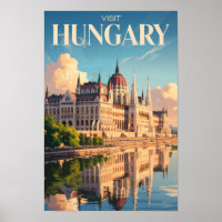 Hongarije Parlement Illustratie Reis Kunst Vintage